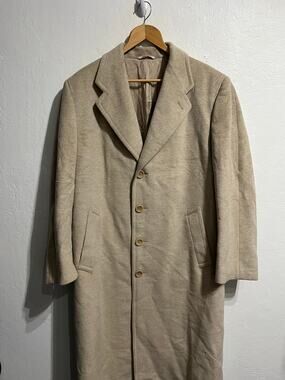Canali Proposta Oatmeal Long Overcoat Jacket Sz 48R Wool Cashmere Blend ITALY